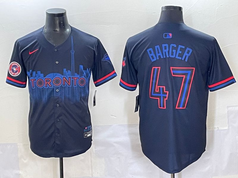 Men 2025 Toronto Blue Jays #47 Barger Black Joint Name Nike MLB Jersey style 11->toronto blue jays->MLB Jersey